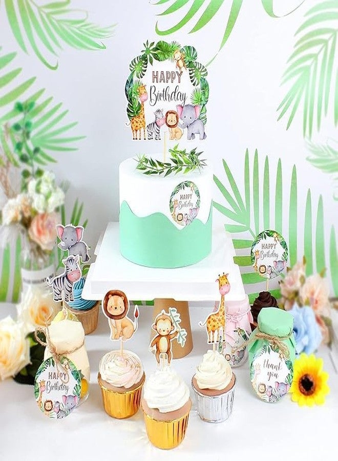 PartyToko Jungle Safari Theme Birthday Cake Topper and Cupcake Topper (6pcs) - Image 3